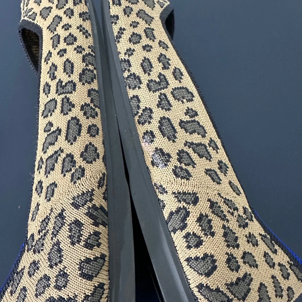 Rothy's The Flat Spotted Leopard Round Toe Ballet Flats Women's 7.5 Animal Print